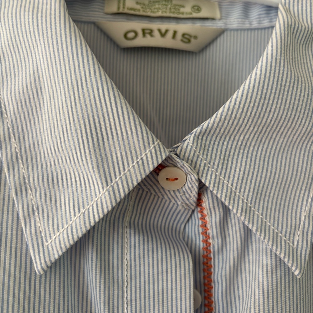 Orvis women’s Light Blue Pinstripe Shirt